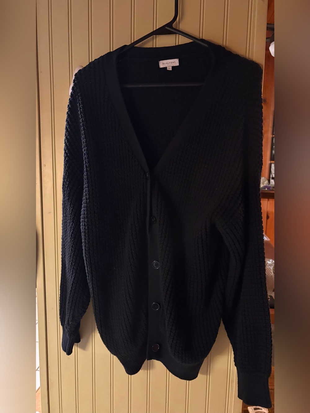 Babaton Black Chunky V-Neck Button Cardigan